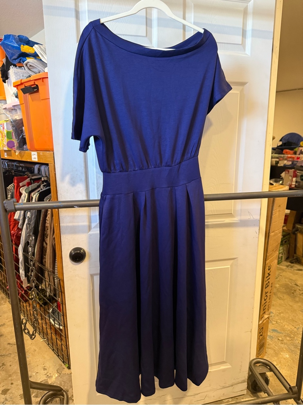 Amazon Royal Blue Midi Dress with Waistband